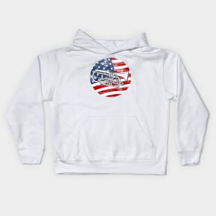 Cornet USA Flag Cornetist Brass Musician 4th July Kids Hoodie